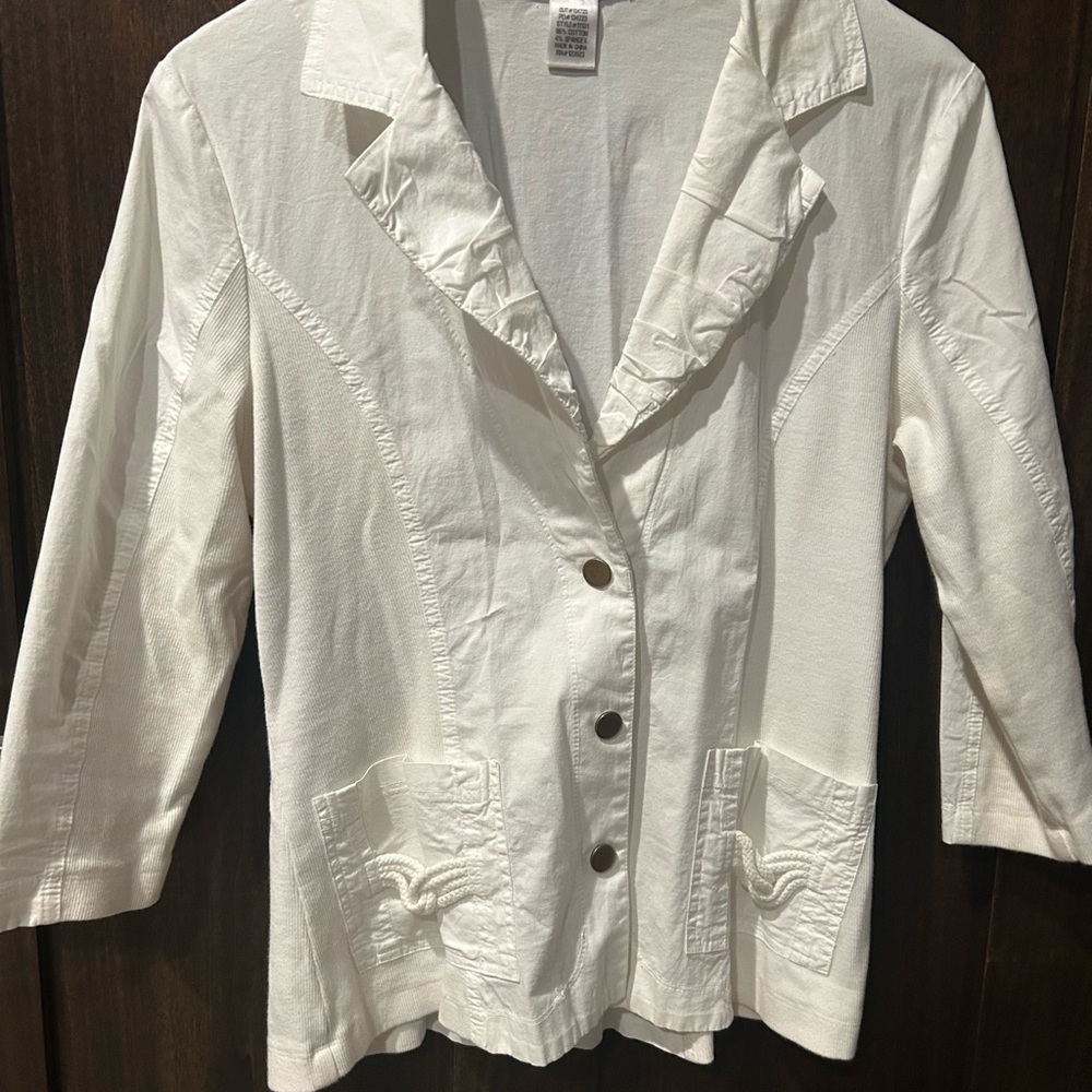 Chico's White Button-Up Jacket
